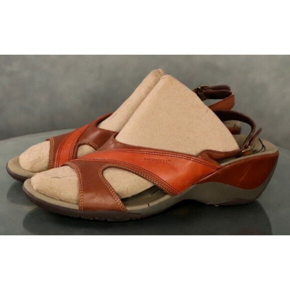 Merrell Primrose Women's Wedge Sandals Size 10 Leather Brown - Picture 2 of 12